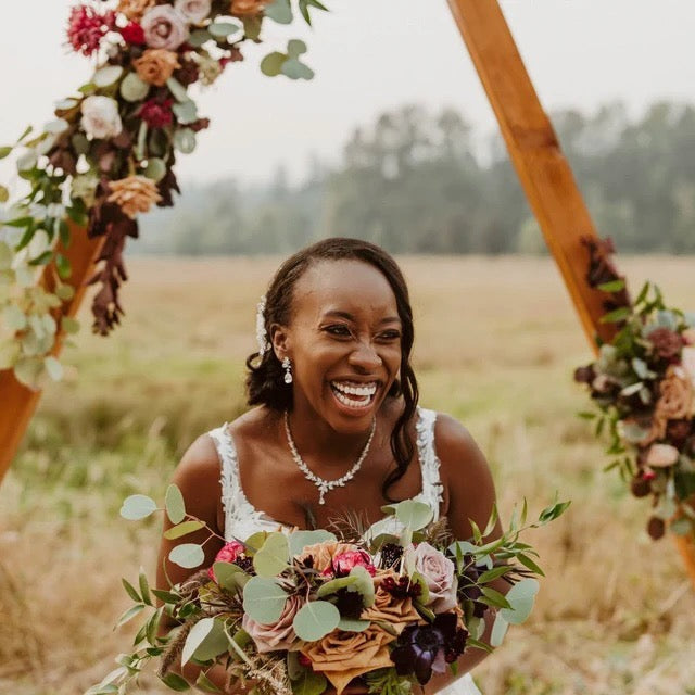 Deja - Rose Gold Leaf Bridal Earrings