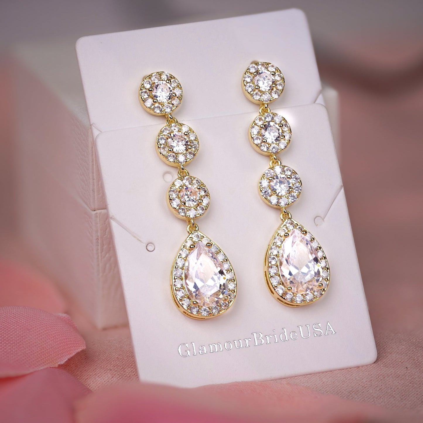 Imani - Rose Gold Drop Wedding Earrings