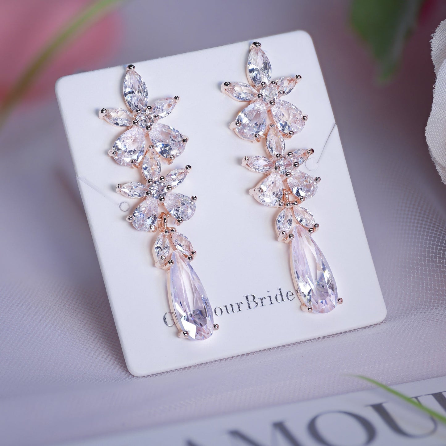 Jada - Gold Crystal Wedding Earrings