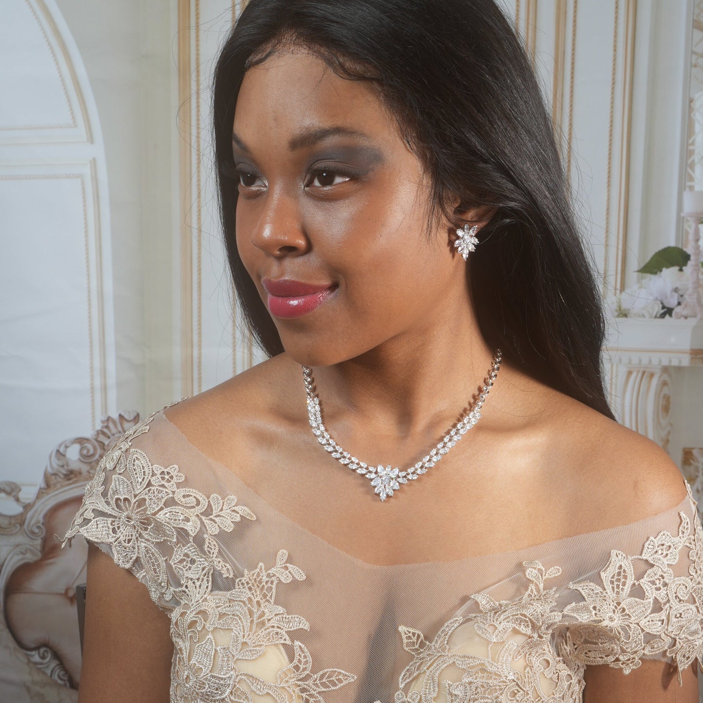 Wedding Necklace Set Crystal Bridal Jewelry Set Diamond Necklace Earrings Set Wedding Jewelry Set Diamond Wedding Jewelry Set