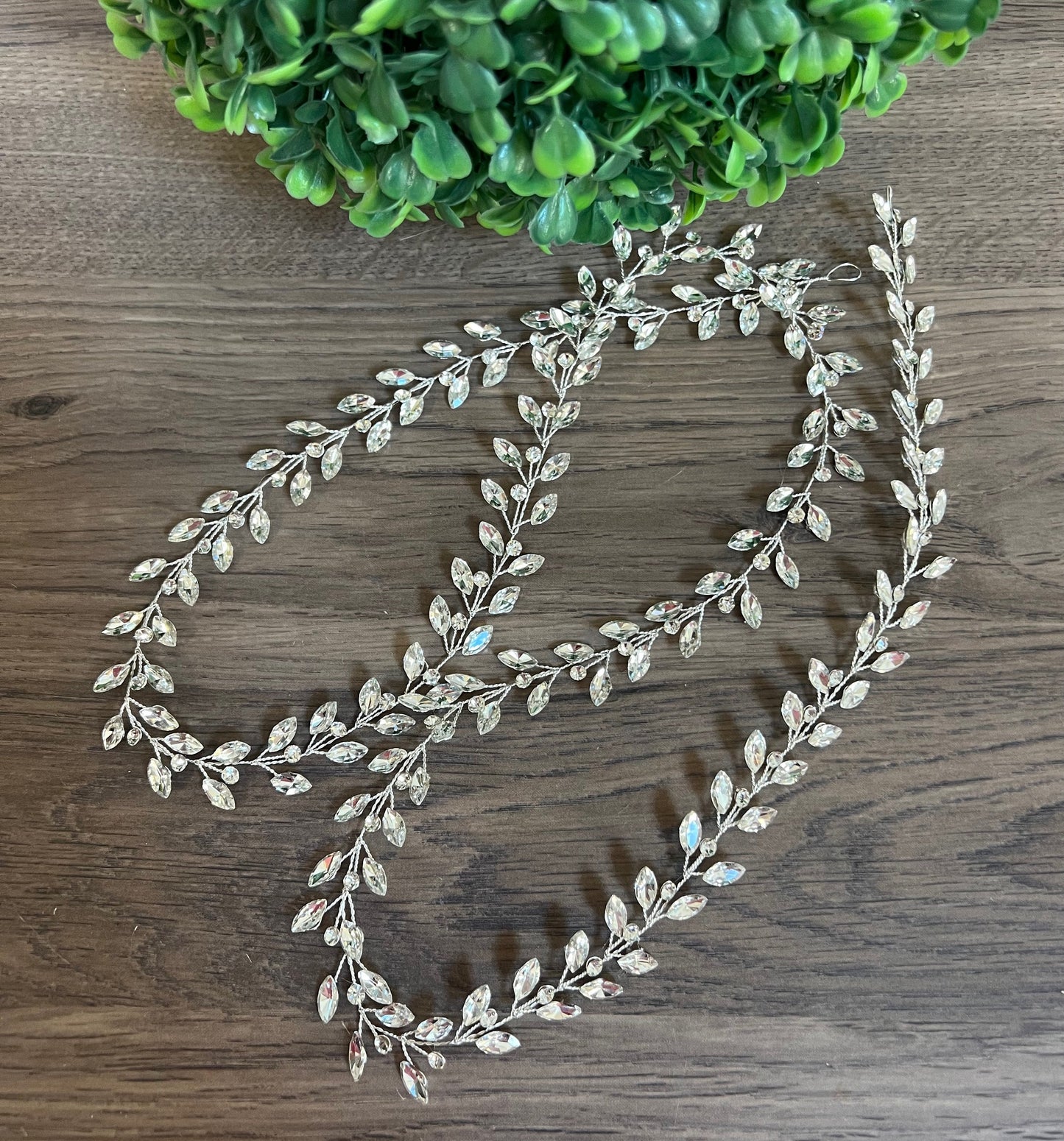 Crystal Hair Vine Long Wire Tiara Bridal Rhinestone Hair piece Crystal Hair Vine for Wedding Silver Crystal Headpiece Statement Headpiece