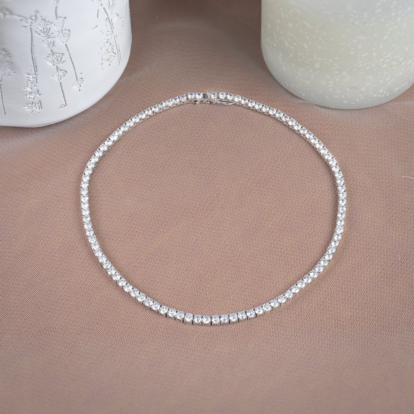 Tennis Necklace Diamond Wedding Jewelry Set Diamond Tennis Necklace Silver Wedding Jewelry MOB Wedding Jewelry Set MOG