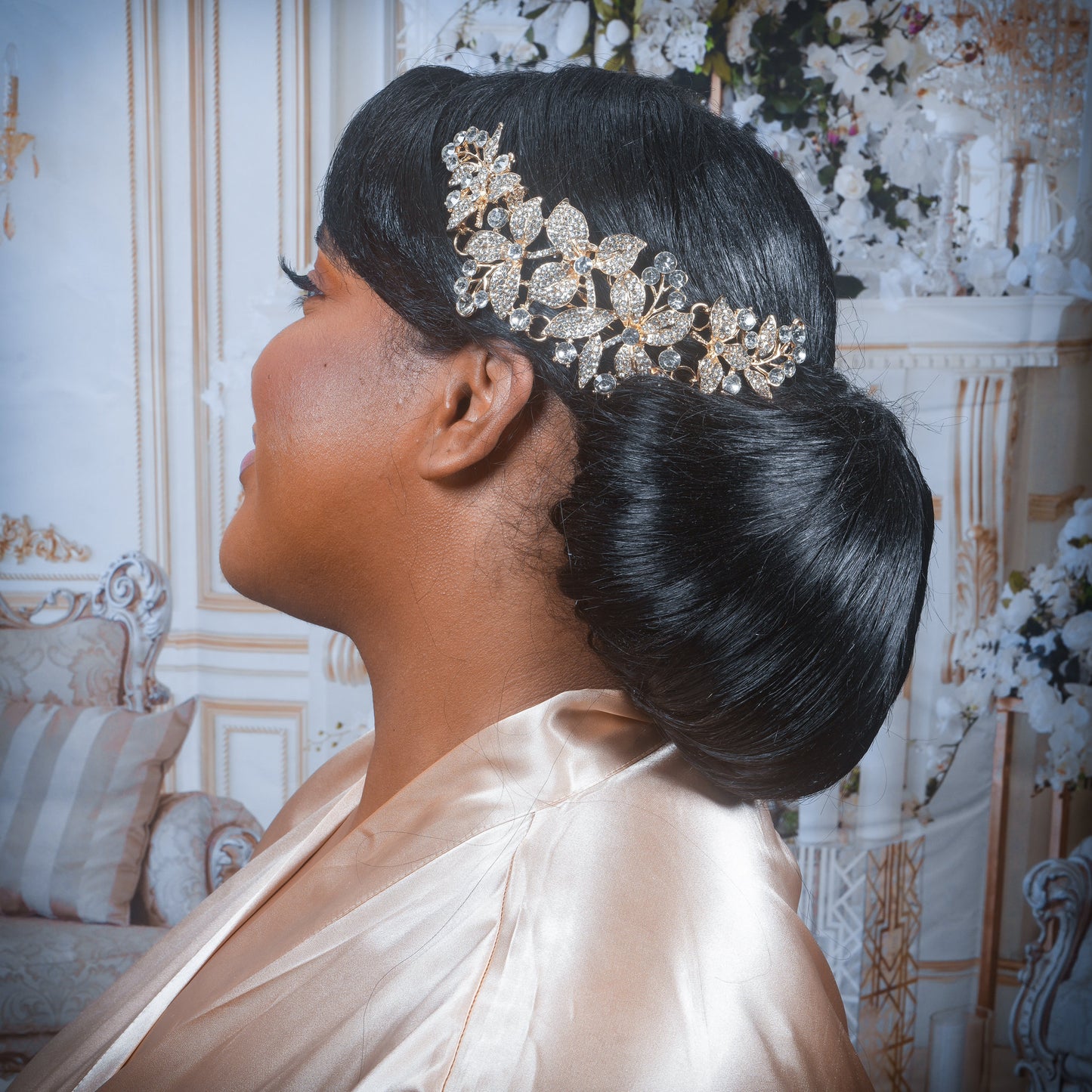 Floral Hair piece Crystal Bridal Hair Comb Crystal Wedding Hair Comb Floral Hair Piece Crystal Gold Hair Comb Wedding