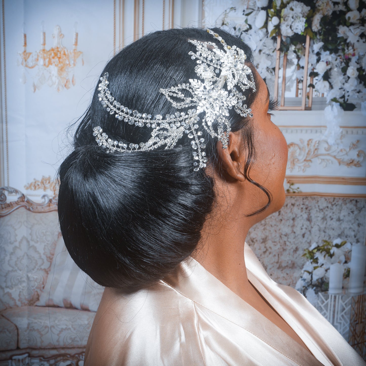 Crystal Wedding Hair Piece for Bride Crystal Hair clip Bridal Hair piece Floral Wedding Hair Accessory Crystal Bridal Hair Accessories