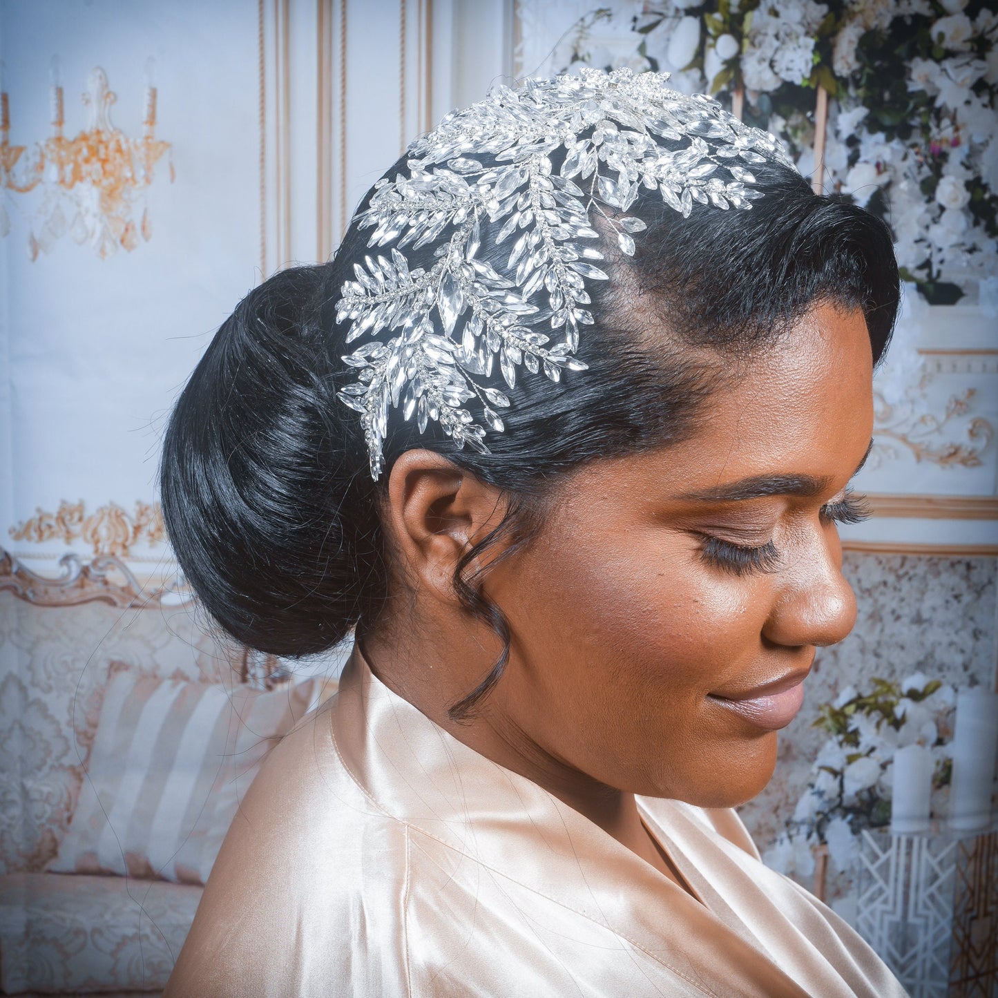 Crystal Bridal Hair piece Wedding Headpiece Large Rhinestone Hair Piece Silver Bridal Hair piece Crystal Hair Vine Statement Headpiece