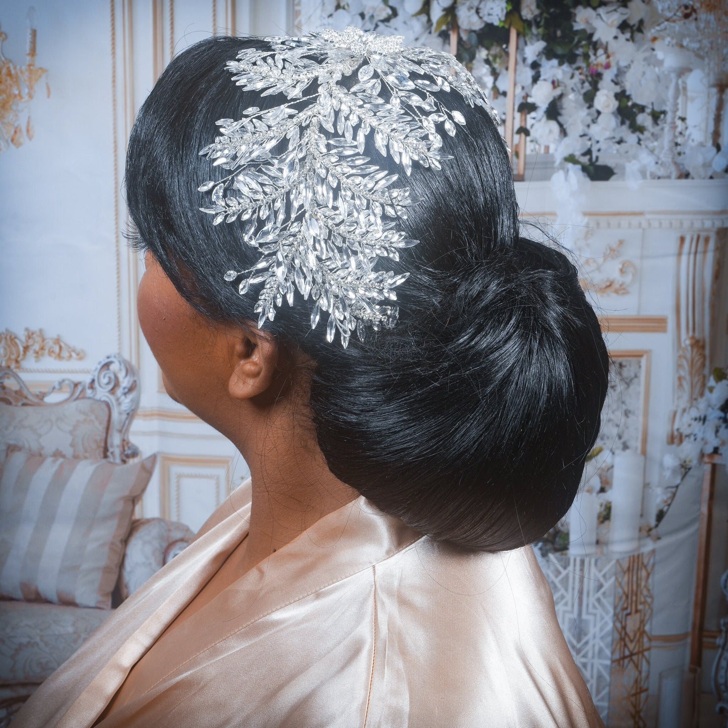 Crystal Bridal Hair piece Wedding Headpiece Large Rhinestone Hair Piece Silver Bridal Hair piece Crystal Hair Vine Statement Headpiece