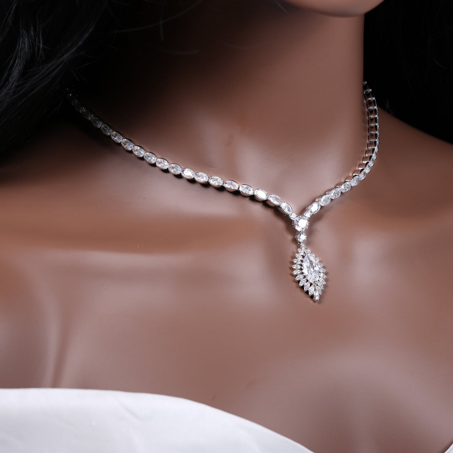 Bridal Necklace Set Diamond Wedding Jewelry Set Diamond Necklace Silver MOB Wedding Jewelry MOG Wedding Jewelry Set