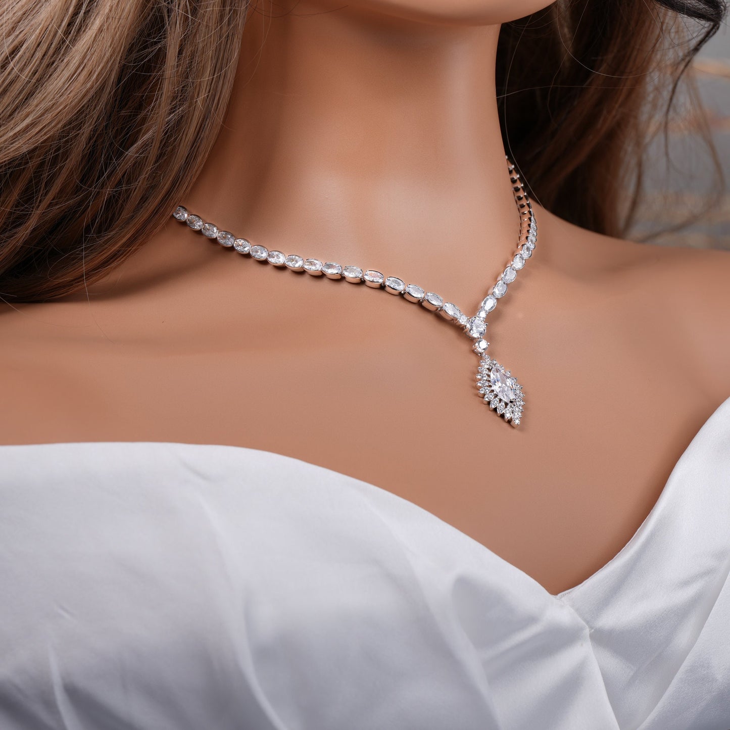 Bridal Necklace Set Diamond Wedding Jewelry Set Diamond Necklace Silver MOB Wedding Jewelry MOG Wedding Jewelry Set