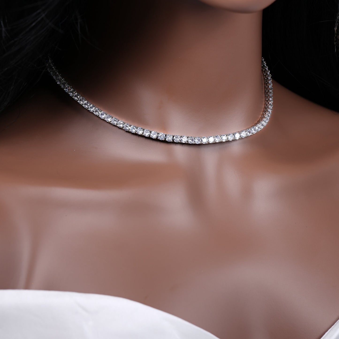 Tennis Necklace Set Diamond Wedding Jewelry Set Diamond Necklace Silver Bridal Necklace Set Crystal Wedding Jewelry Set