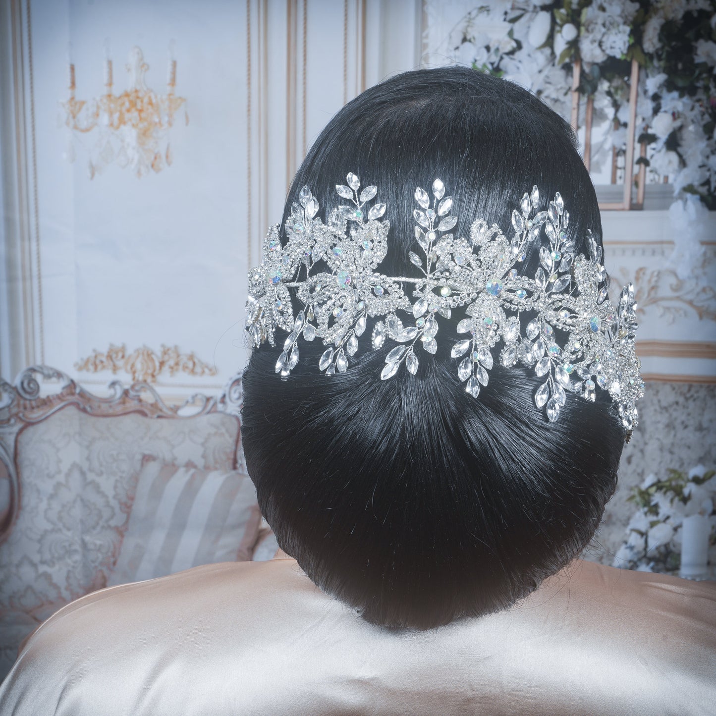 Crystal Hair piece Extra Large Rhinestone Headpiece Crystal Bridal Hair piece Extra Long Crystal Hair Vine Statement Headpiece