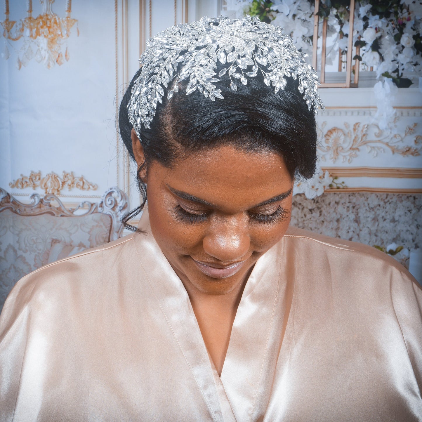 Crystal Bridal Hair piece Wedding Headpiece Large Rhinestone Hair Piece Silver Bridal Hair piece Crystal Hair Vine Statement Headpiece