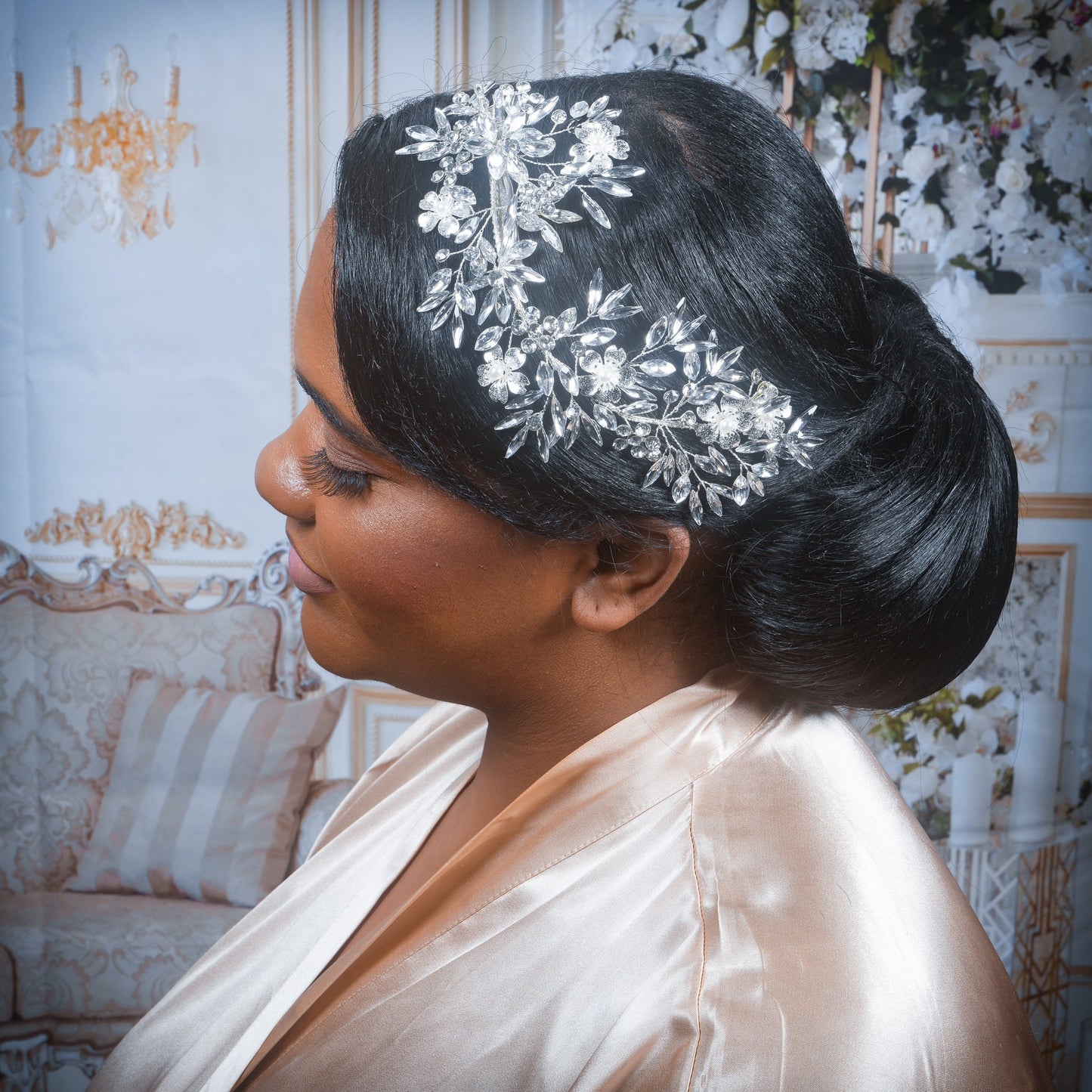 Crystal Hair piece for Bride Large Rhinestone Hair Headpiece Crystal Bridal Hair Clip Crystal Hair Vine Statement Headpiece