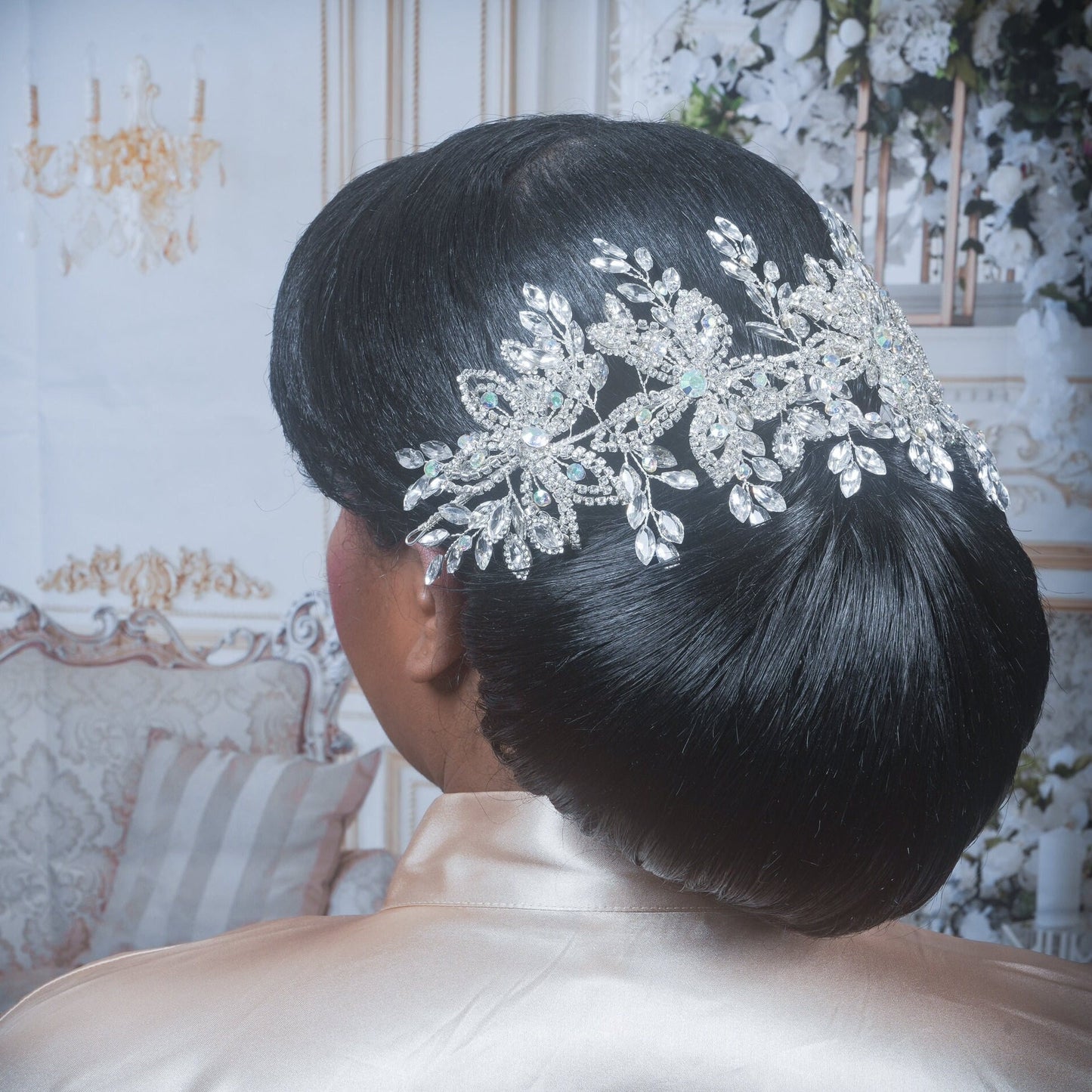 Crystal Tiara Bridal Crown Large Rhinestone Hair piece Crystal Wedding Crown Rhinestone Headpiece Statement Bridal Hair Accessory Tiara