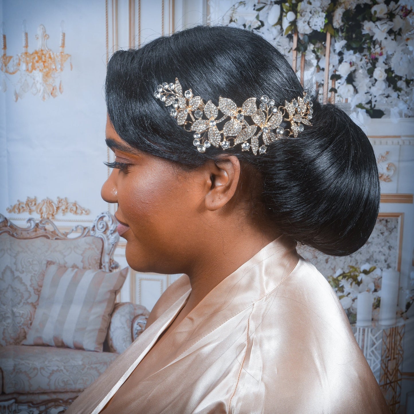 Floral Hair piece Crystal Bridal Hair Comb Crystal Wedding Hair Comb Floral Hair Piece Crystal Gold Hair Comb Wedding