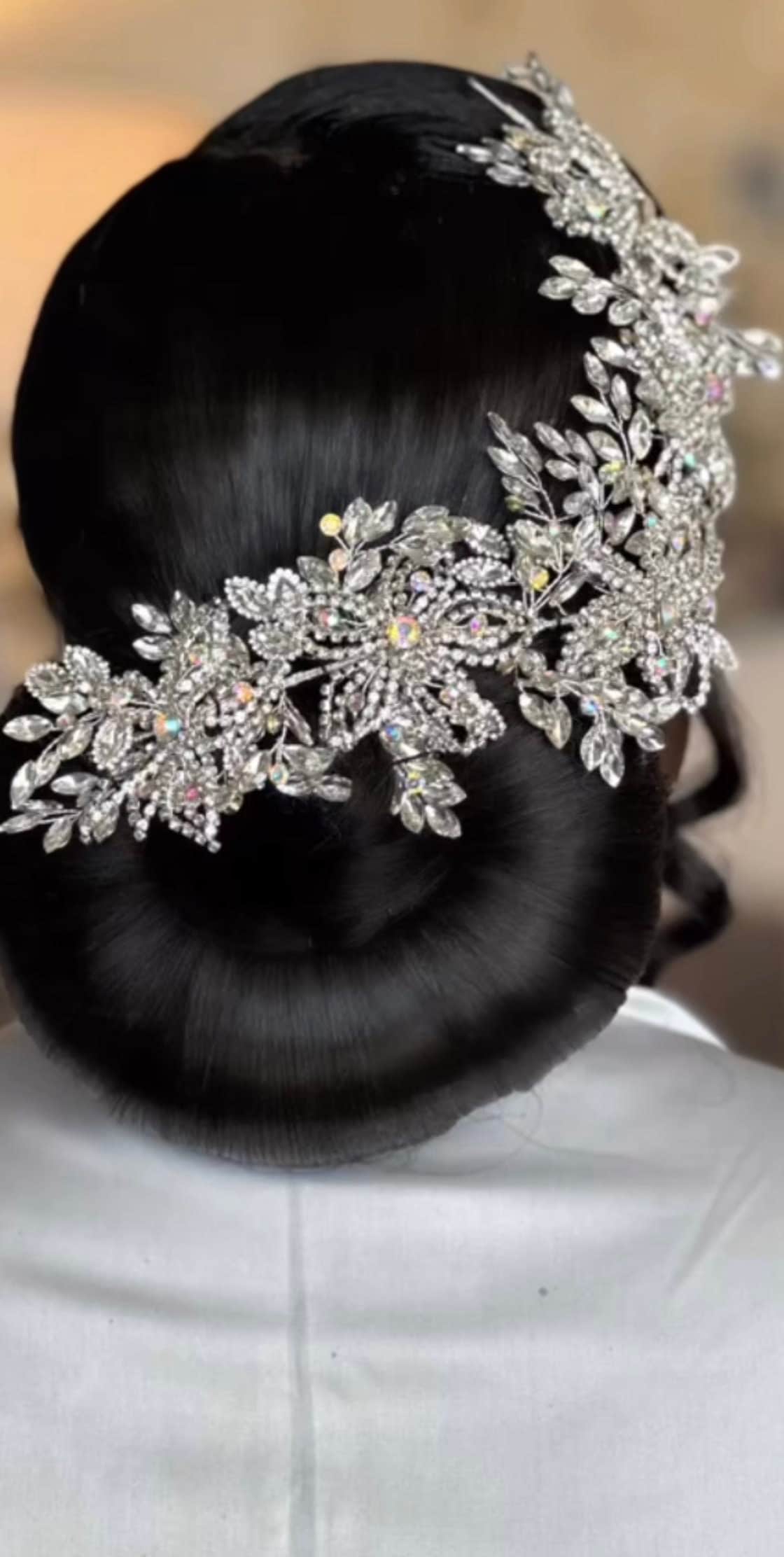 Crystal Tiara Bridal Crown Large Rhinestone Hair piece Crystal Wedding Crown Rhinestone Headpiece Statement Bridal Hair Accessory Tiara