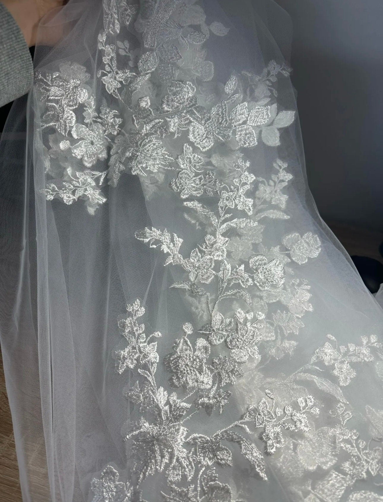 Lace Floral Veil Wedding Veil Bridal Veil Cathedral Wedding Veil Lace Cathedral Veil
