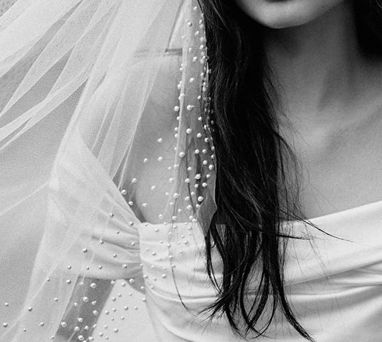 Pearl Veil White Veil with comb Pearl Edge Veil Fingertip Veil for Bride Veil with pearls Cathedral Veil Pearl Veil