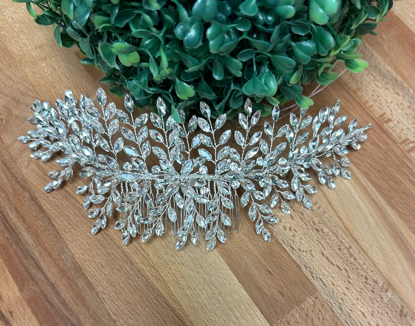 Crystal Hair Piece Silver Bridal Hair Comb Large Crystal Wedding Hair Comb Rhinestone Hair Piece Crystal Tiara Hair Comb Wedding