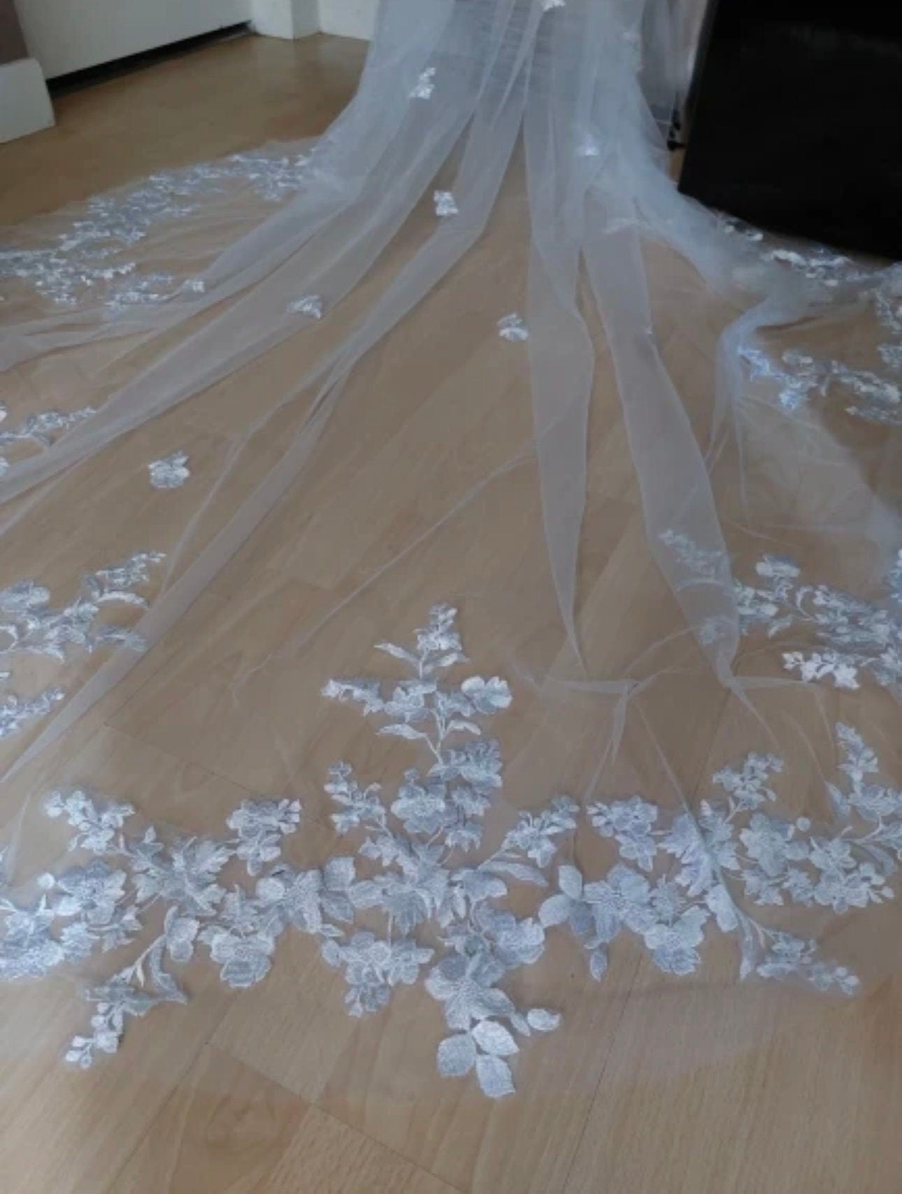 Lace Floral Veil Wedding Veil Bridal Veil Cathedral Wedding Veil Lace Veil Floral Veil
