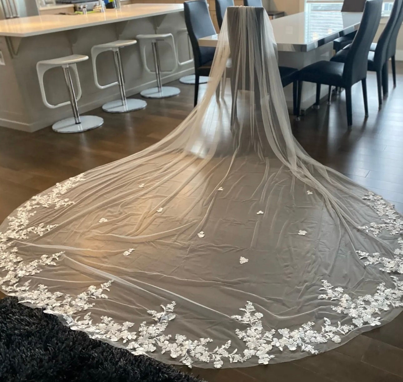 Lace Floral Veil Wedding Veil Bridal Veil Cathedral Wedding Veil Lace Veil Floral Veil