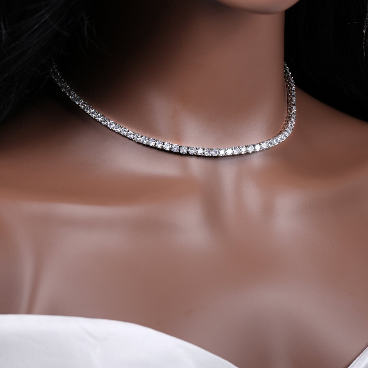 Tennis Necklace Diamond Wedding Jewelry Set Diamond Tennis Necklace Silver Wedding Jewelry MOB Wedding Jewelry Set MOG
