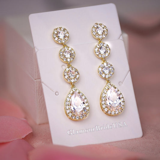 Imani - Gold Crystal Bridal Earrings