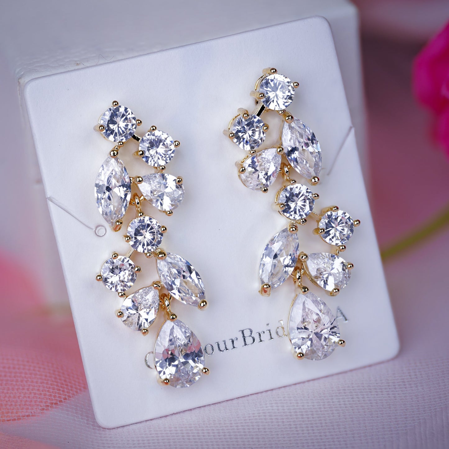 Deja - Silver Crystal Wedding Earrings