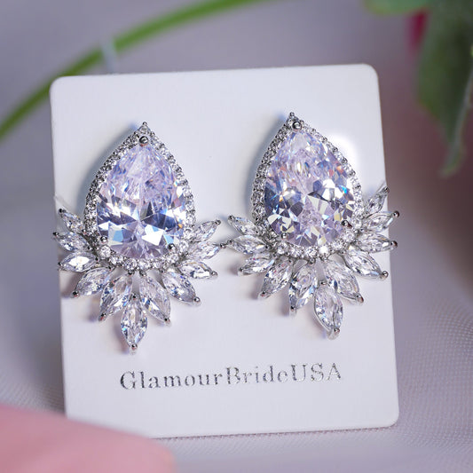 Asia - Crystal Stud Wedding Earrings