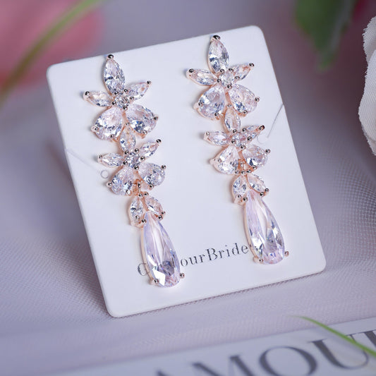 Jada - Rose Gold Drop Wedding Earrings