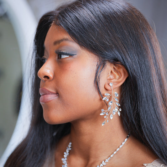 Brianna - Crystal Leaf Wedding Earrings