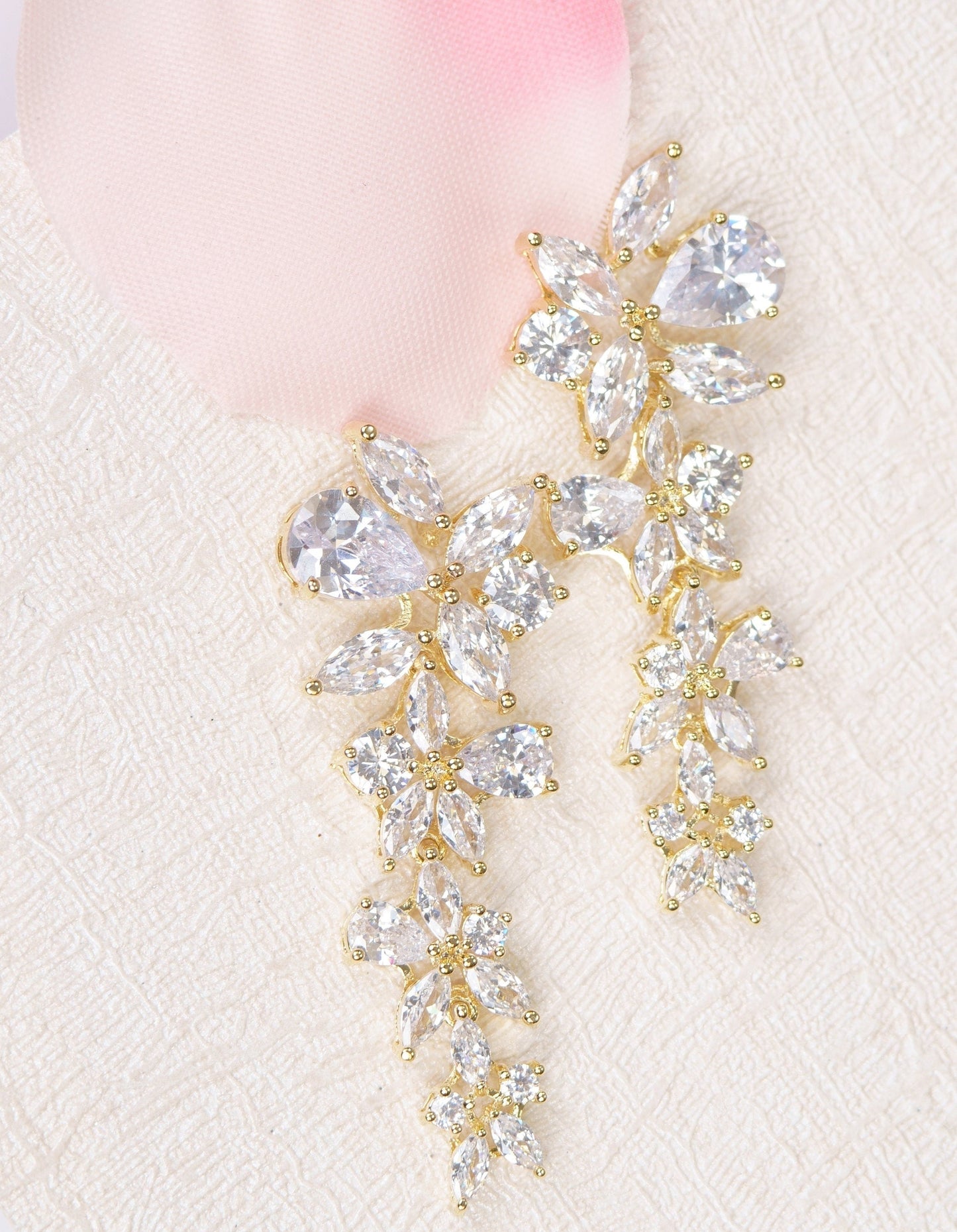 Deenisha - Gold Long Wedding Earrings