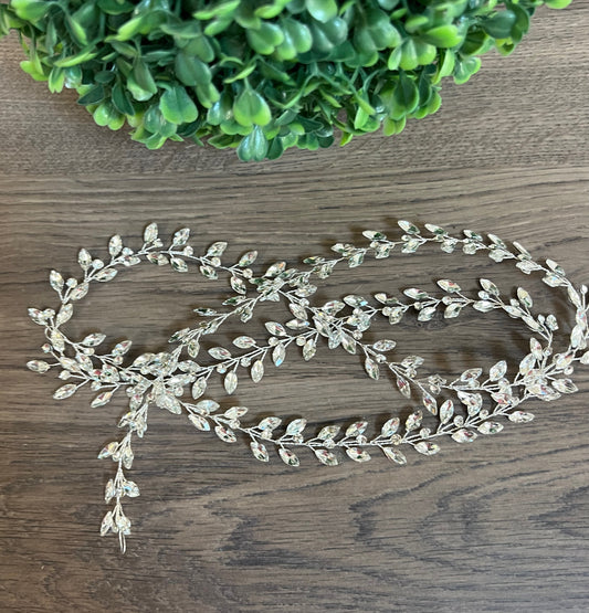 Crystal Hair Vine Long Wire Tiara Rhinestone Hair piece Crystal Hair Vine for Wedding Extra Long Bridal Tiara  Long Crystal Hair Vine