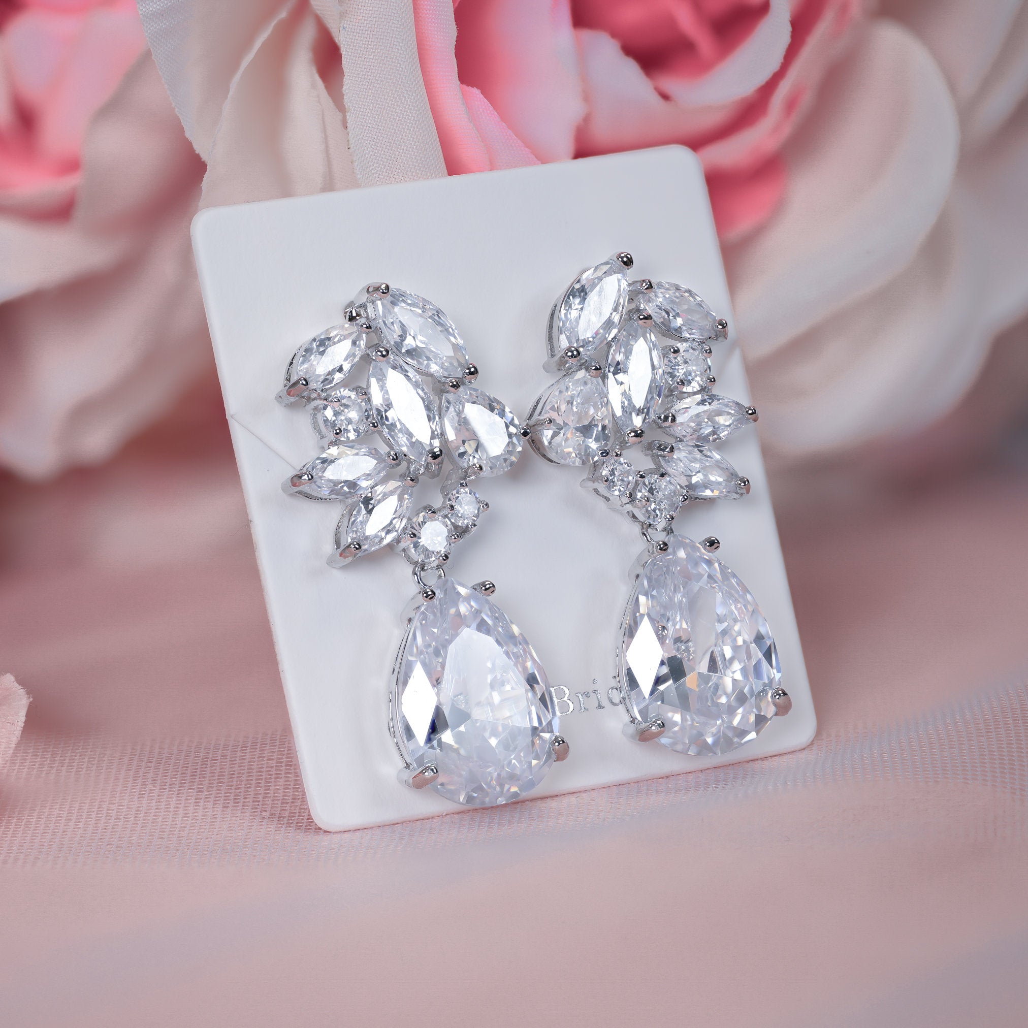 Wedding Jewelry for Brides, Silver Crystal Earring Necklace Set, Bridal Crystal Earrings, Bridal Jewelry SET, Crystal Wedding retailer Jewelry SET, 8