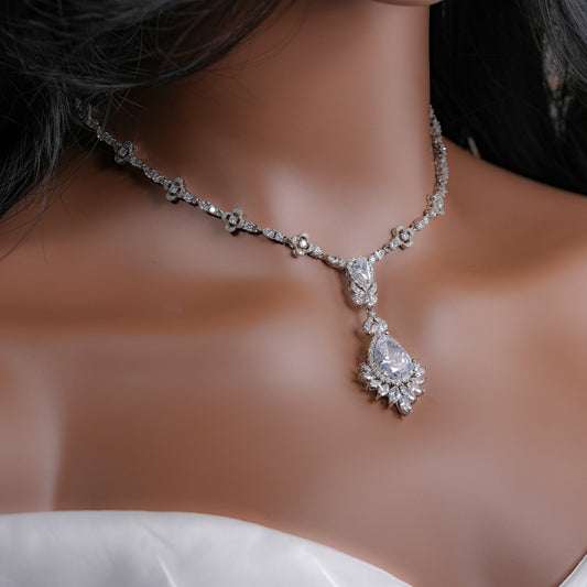Crystal Wedding Necklace Set Diamond MOB Wedding Jewelry Set Bridal Necklace Silver MOG Wedding Jewelry Crystal Bridal Jewelry Set