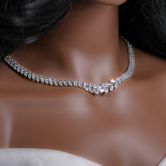 Crystal Necklace Set Wedding Jewelry Set Diamond Necklace Silver MOB Wedding Jewelry Crystal MOG Wedding Jewelry Set