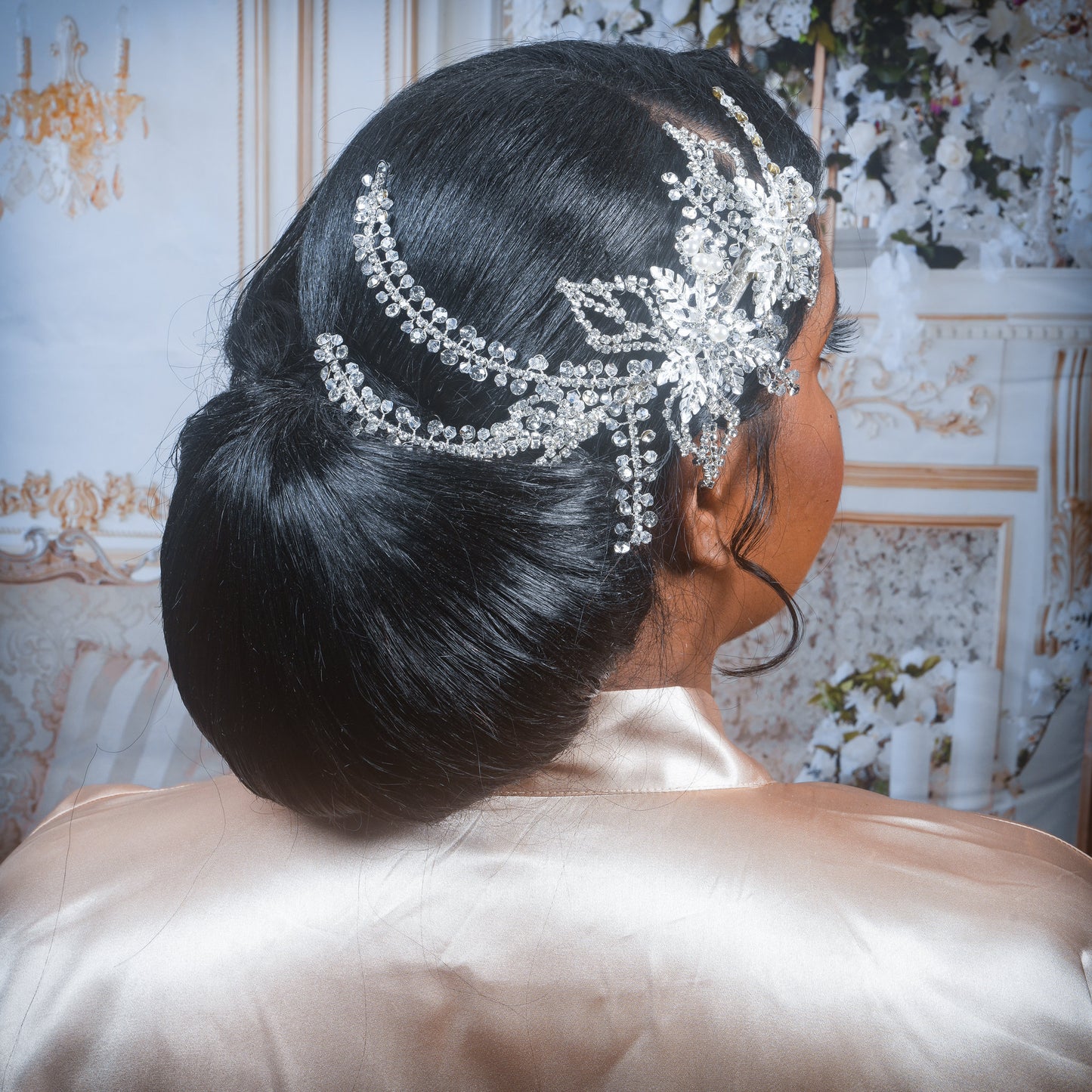 Crystal Wedding Hair Piece for Bride Floral Headpiece Bridal Hair piece Floral Wedding Hair Accessory Crystal Bridal Hair Accessories