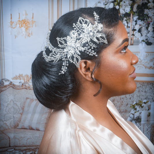 Crystal Wedding Hair Piece for Bride Floral Headpiece Bridal Hair piece Floral Wedding Hair Accessory Crystal Bridal Hair Accessories