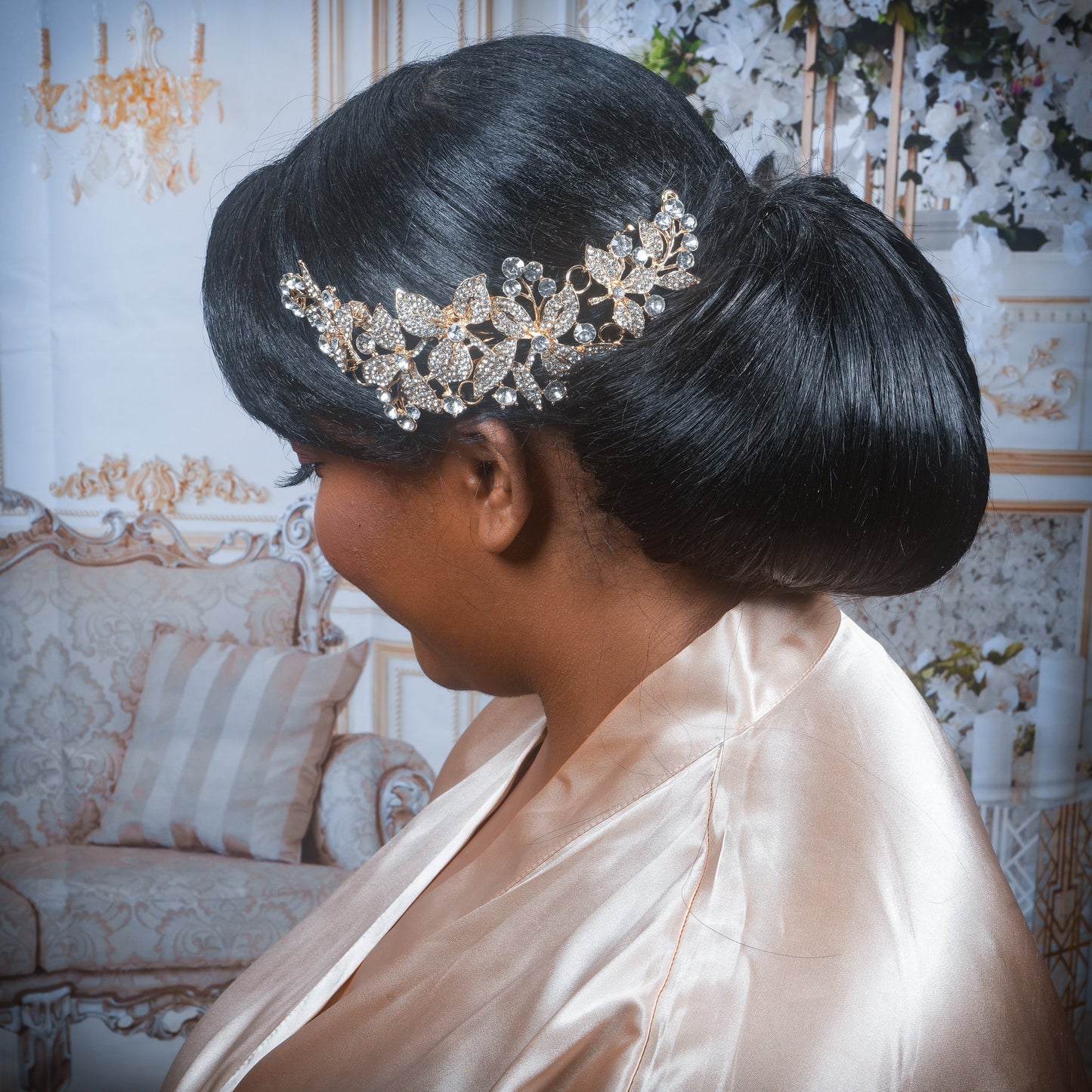 Floral Hair piece Crystal Bridal Hair Comb Crystal Wedding Hair Comb Floral Hair Piece Crystal Gold Hair Comb Wedding