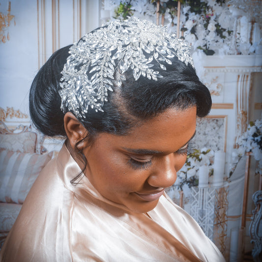 Crystal Headband Wedding Headpiece Crystal Large Rhinestone Hair Piece Silver Bridal Hair piece Crystal Hair Vine Statement Headpiece