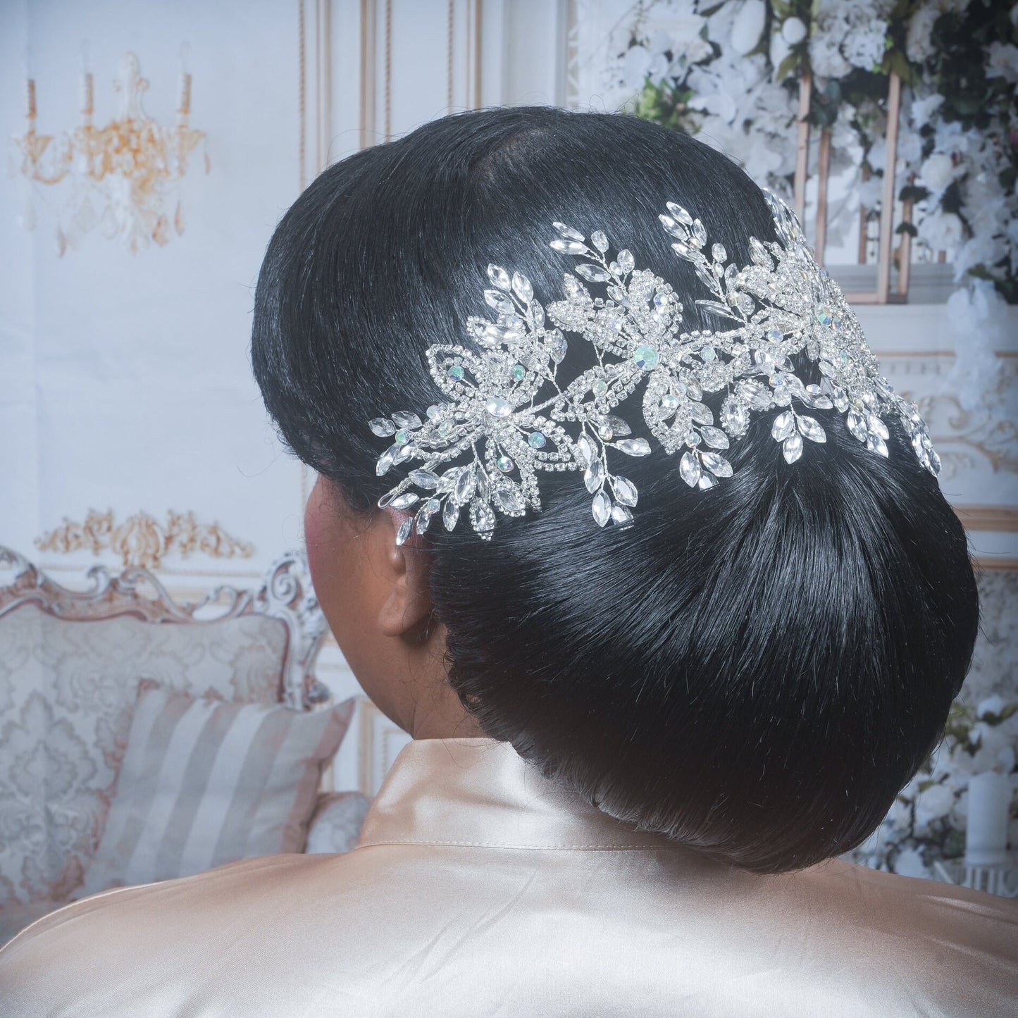 Bridal Tiara Crystal Crown Large Rhinestone Hair piece Crystal Wedding Crown Rhinestone Headpiece Statement Bridal Hair Accessory Tiara
