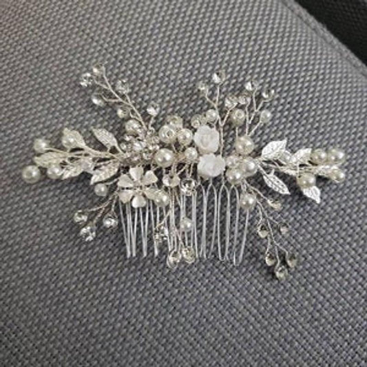Floral Bridal Hair Comb Pearl Wedding Hair Comb Bridal Comb Pearl Hair Comb Hair Comb for Wedding Bridal Hair Piece Hair Comb