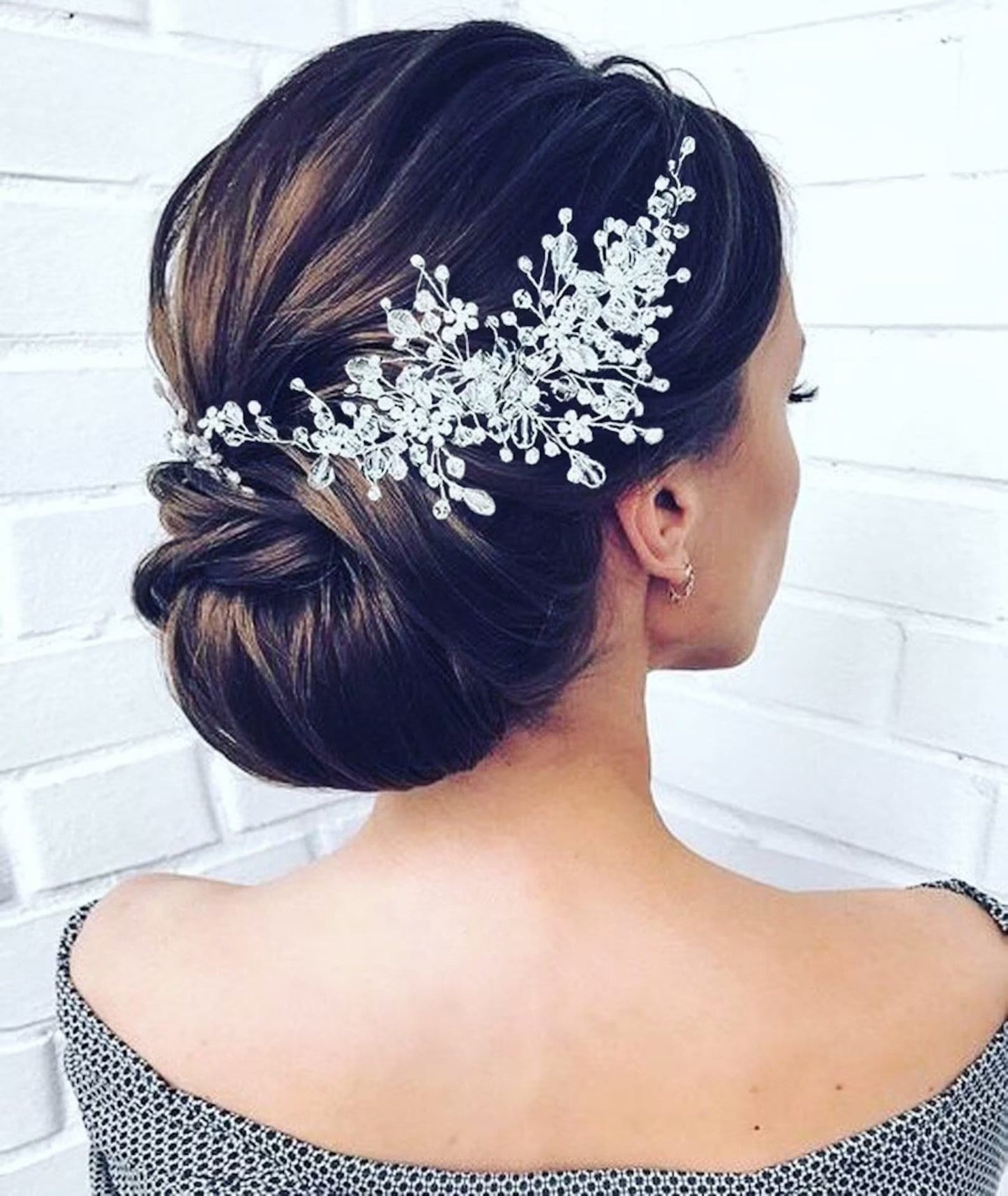 Crystal Wedding Headpiece Gold Bridal Hair vine Crystal Wedding Hair Comb Floral Hair Piece Crystal Silver Hair Comb Wedding