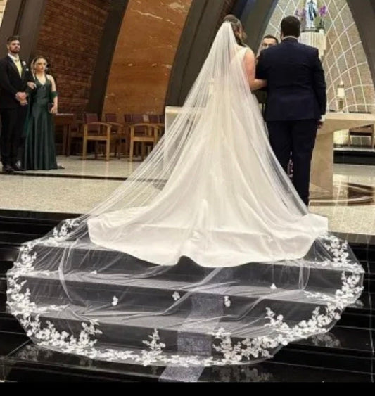 Lace Floral Veil Wedding Veil Bridal Veil Cathedral Wedding Veil Lace Veil Floral Veil