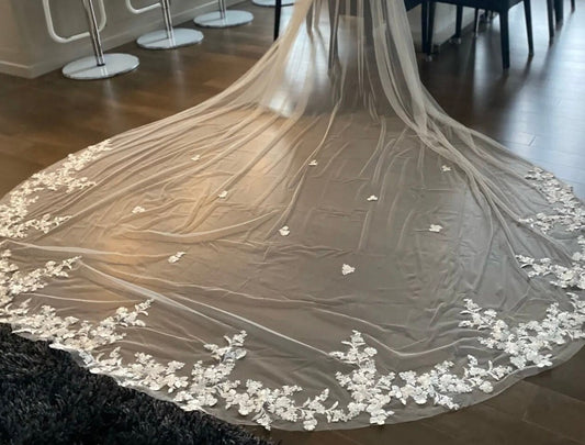 Lace Floral Veil Wedding Veil Bridal Veil Cathedral Wedding Veil Lace Cathedral Veil