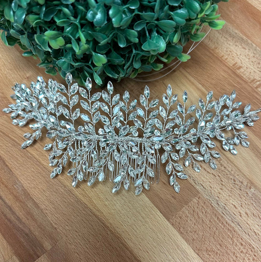 Crystal Hair Piece Silver Bridal Hair Comb Large Crystal Wedding Hair Comb Rhinestone Hair Piece Crystal Tiara Hair Comb Wedding